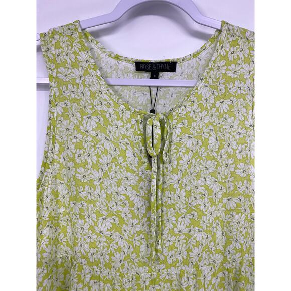 Rose & Thyme Womens Green Floral Sleeveless Blouse NEW Small - Picture 3 of 11